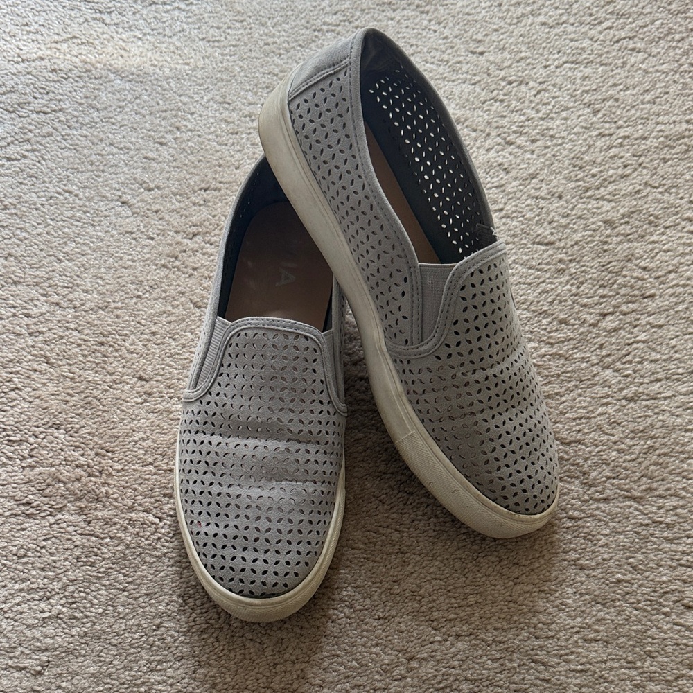 Women's Slip-On Perforated Casual Shoes - Light Gray